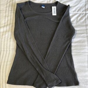 Old Navy Gray Fitted Blouse with Long Sleeves BNWT